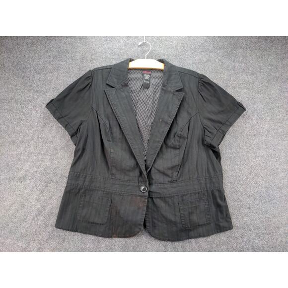 Torrid 1 Button Jacket Womens Size 4 Black Short Sleeve V Neck - Picture 2 of 9